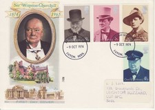 GB Stamps First Day Cover Centenary Birth Winston Churchill, homes PHILART 1974