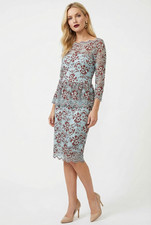 GANNI Flynn Lace Sterling Blue Peplum Lace Dress Floral NWT size 34/UK8/US4
