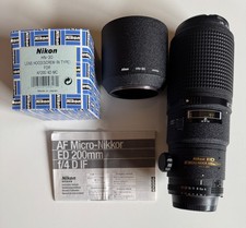 Nikon AF Micro NIKKOR 200mm f/4 D IF ED CRC Lens W/Hood, L-1Bc Filter