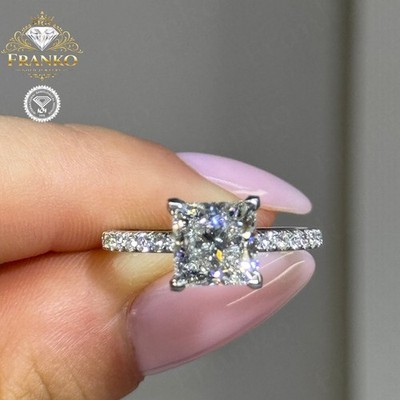 IGI 3.25Ct Princess E/VS1 Lab Grown Diamond Engagement Ring Solid 14K White Gold