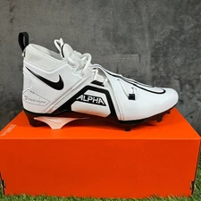 Nike Alpha Alpha Menace Pro 3 WD P Football Cleats White Black Athletic Mens 14