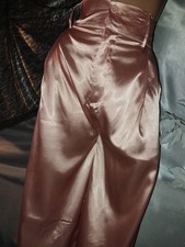 VTG Satin Shiny Pants Wide Flare Leg pink M 40" NEW Disco sissy Slacks