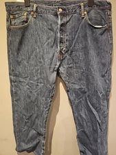 Levis 501 Jeans Blue Denim Regular Mid Wash Levi's W42 L30 Button Fly