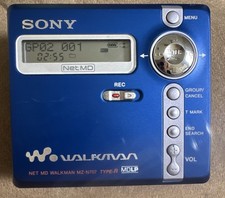 SONY WALKMAN MINIDISC RECORDER Player MZ-N707 Type-R MDLP Net Md WORKS Excellent