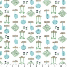 Handmade Valance or Curtain Panel Cook Book Pots and Pans Cottage