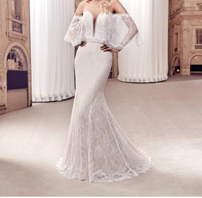 Eddy K  MD280 Wedding Dress Ball Gown 6-10 Ivory Champagne Lace BOHO NWT $1,600