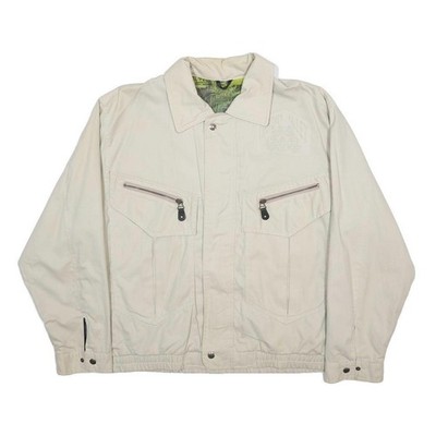 MAHONEY VALLEY Herren Creme Baumwollmischung Casual Jacke L Zipper Fronttaschen
