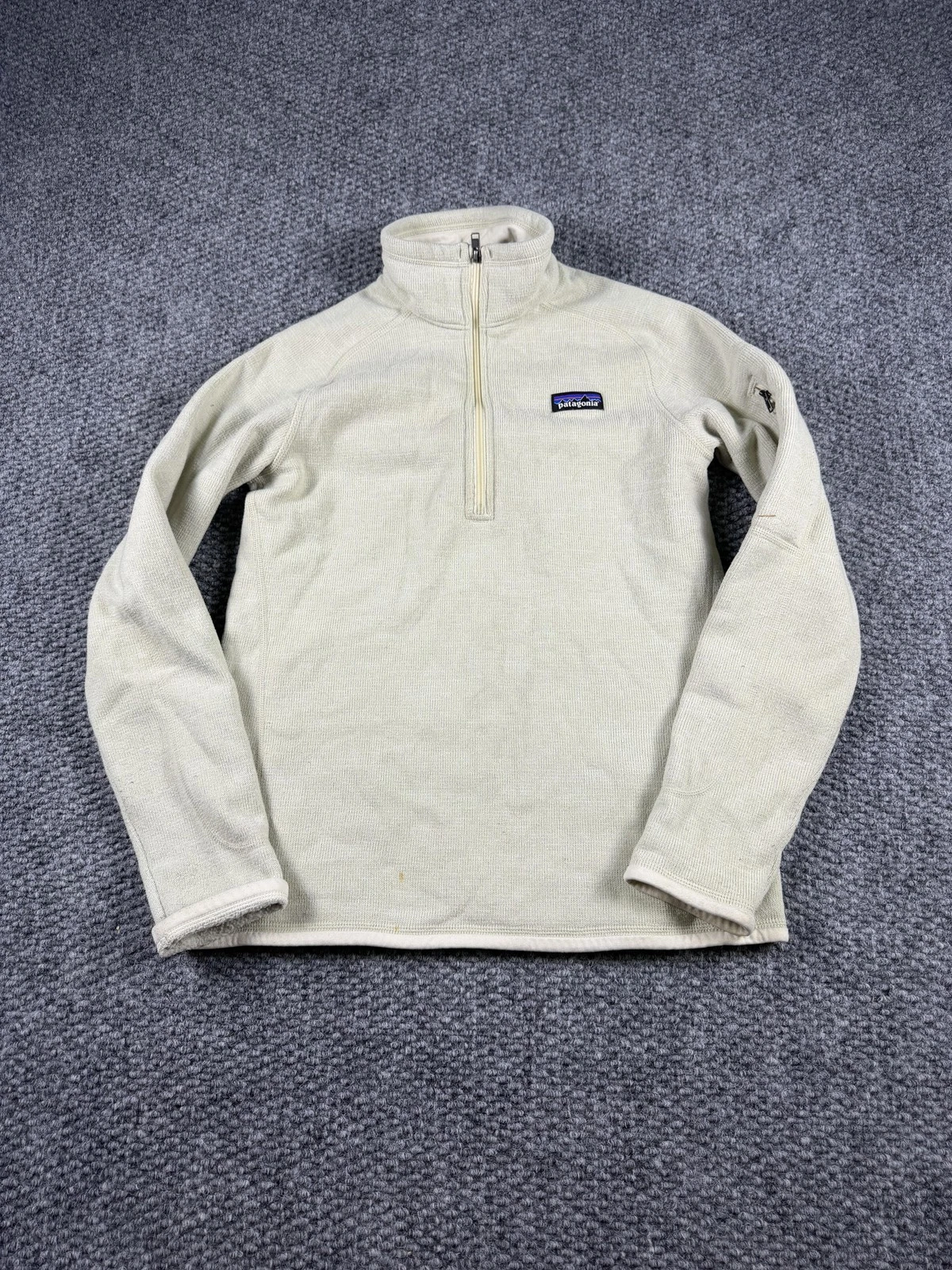 Patagonia Pullover Mens Medium White Quarter Zip Fleece Long Sleeve Hiking