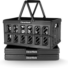 Collapsible Shopping Basket, 24L Storage Crate, 3 Pack, Obsidian Keep Grocerie