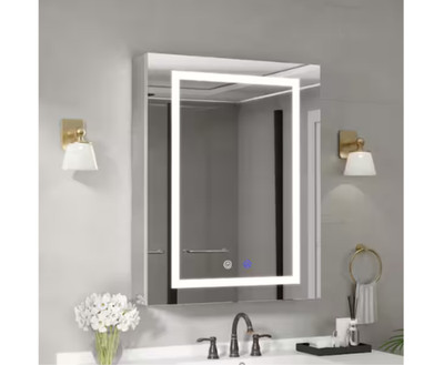 Simple Project 24 in. W x 30 in. H Rectangular Aluminum Light Medicine Cabinet