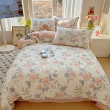 100 Cotton Floral Duvet Cover Set 3 PCS Chic Garden Bedding Set King Reversible