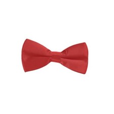 Classic Pre-tied Bow Tie Adjustable Length Satin Bowtie for Mens Women Red