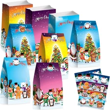 24 PCS Christmas Goodie Bag, Holiday Treat Boxes with 24 Stickers, Christmas ...