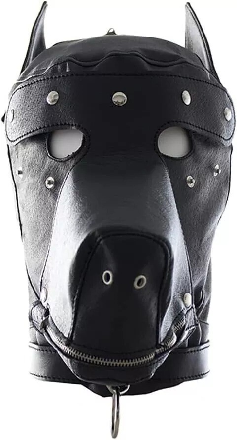 New DOG Puppy Hood GIMP Full Mask Mouth 100% Leather Costume Party