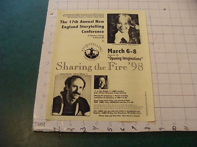 orig. Sci Fi paper(s) picked up at BOSKONE 35 in 1998 - FLYER - STORYTELLING MA