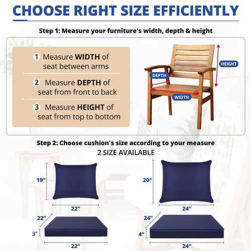Fabuday Outdoor Chair Cushions Set - 24 x 24 Inch Waterproof & Fade Resistant... - Picture 3 of 7