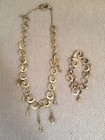 Vintage 1980s Darcy Lee New York Modernist Gold-tone Necklace and Bracelet