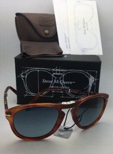 Steve McQueen PERSOL Folding Sunglasses 714-SM 96/S3 54-21 Havana Blue Polarized