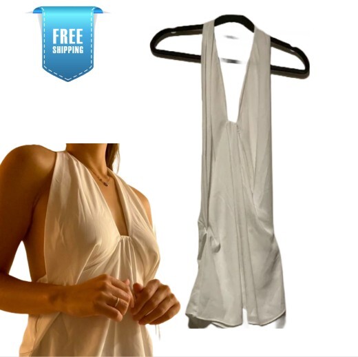 Zara Basic White Back less Halter neck top - Size… - image 1