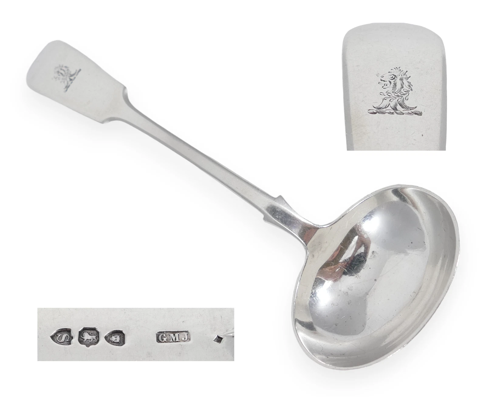 Antique Victorian 1893 Sterling Silver Sauce Gravy Ladle Spoon Fiddle Back GMJ