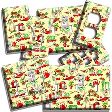 RETRO 50'S KITCHEN APPLIANCES PATTERN LIGHT SWITCH OUTLET WALL PLATES HOME DECOR