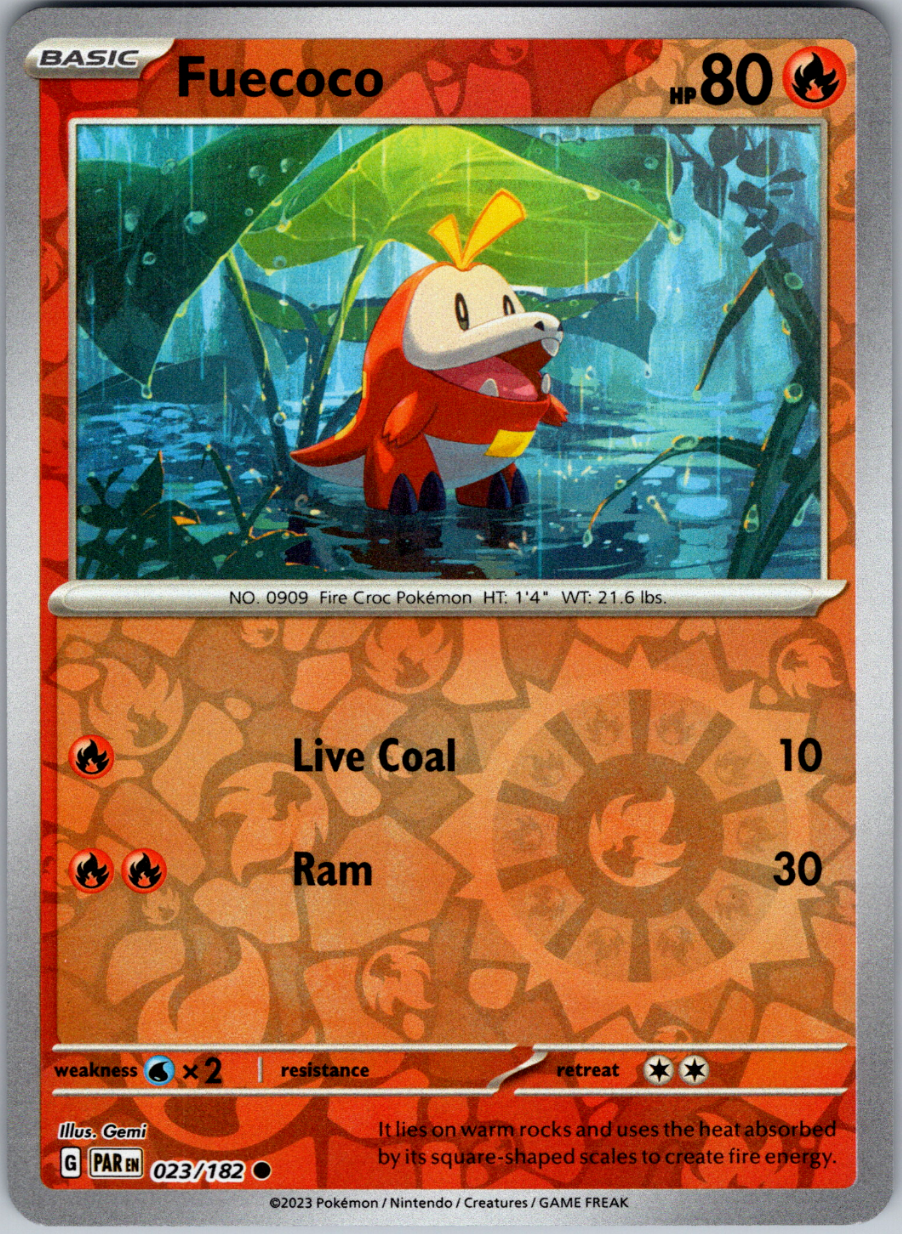 Pokemon -   Fuecoco 023/182  - Reverse Holo - Paradox Rift  - NM/M