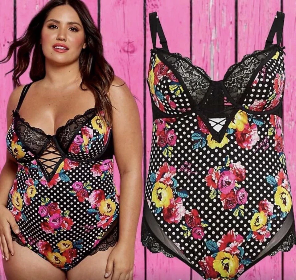 Bodysuit Torrid & Betsey Johnson edição limitada descontinuada 1X - Imagem 3 de 4