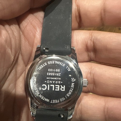 Working Relic Black Watch ZR15583 Quartz Chronograph Silicon Strap Slightly Used - Picture 7 of 11