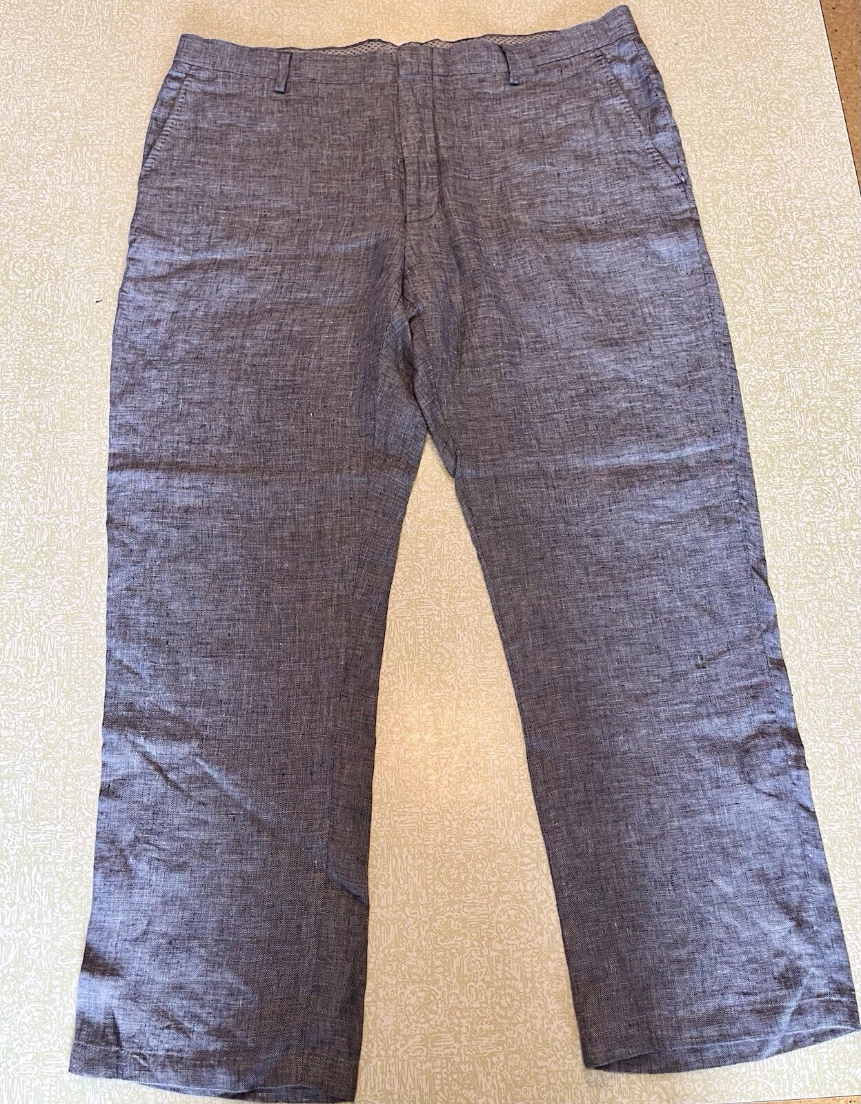 Baird Mcnutt Linen Pants Murano Reg Fit Mens Dress Flat Front Blue 38x32 Men