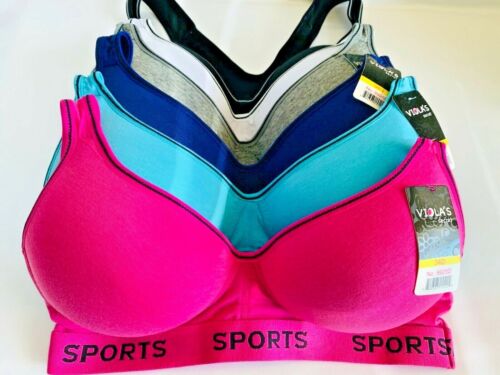 Lotto reggiseni sportivi 3/6 yoga racer coppa modellata schiena palestra ad alto impatto taglia taglie forti 34D-42D - Foto 1 di 12