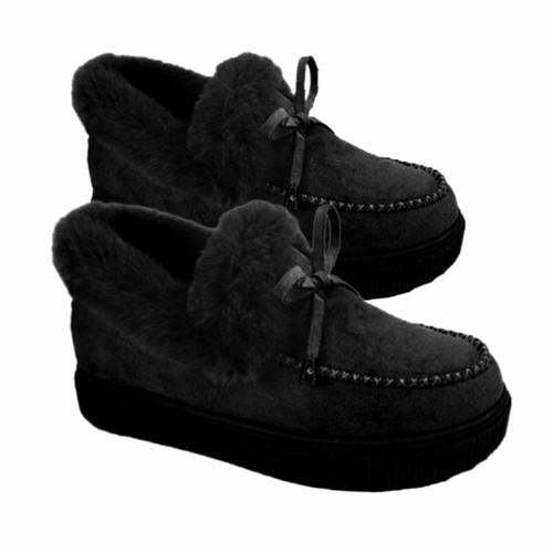 Ladies Womens Faux Fur Lined Warm Winter Moccasin Ankle Bootie Slippers Shoes - Picture 7 of 18