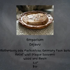 Rothenburg oda Markustuac Germany Faux Bois  5.5''  Relief Wall Plaque Souvenir
