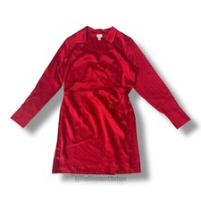A New Day Red Satin Shirtdress Dress Long Sleeve Women's Size Medium NWOT