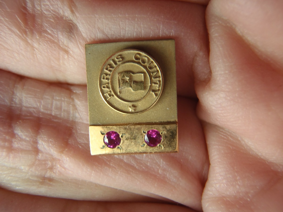 10K Solid Gold Harris County Texas Employee Service Pin Tie Tack Lapel Pin