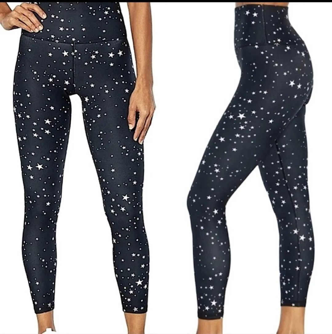Wildfox Sweat High Rise Black/White Scattered Stars Leggings WLL1548T Size  Med