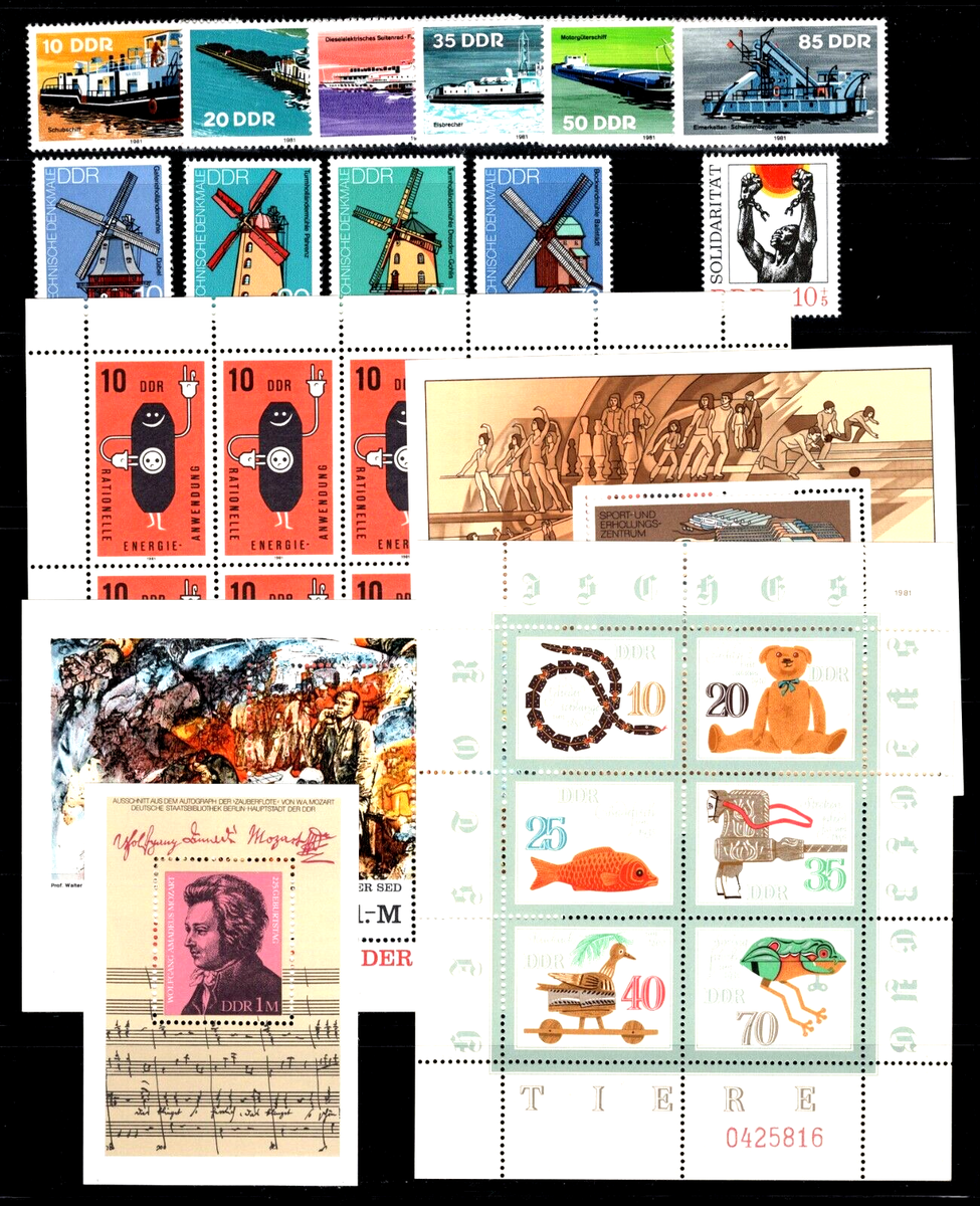 GERMANY: DDR/GDR, Sc#2150/B194, 1981 Collection 84 Stamps+4 S/S+1