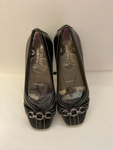 Women Black Leather Aerosoles Size 8M - Picture 3 of 4