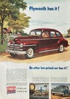 1947 Plymouth Red Car Vintage Ad Has it no other low priced car has it