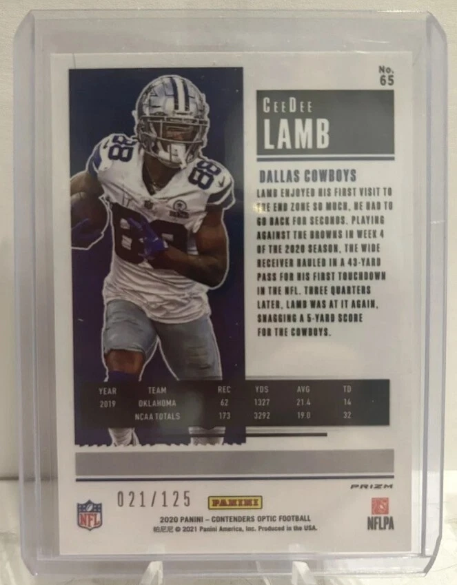 2020 Contenders Optic CeeDee Lamb Rookie Ticket #/125 Red Prizm MINT🔥 - Image 2 of 3