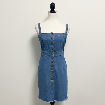 Skylar Madison Medium Wash Denim Cut Off Button Pinafore Dress Overall NWT Small | eBay Skylar Madison Medium Wash Denim Cut Off Button Pinafore Dress Overall NWT Small | eBay