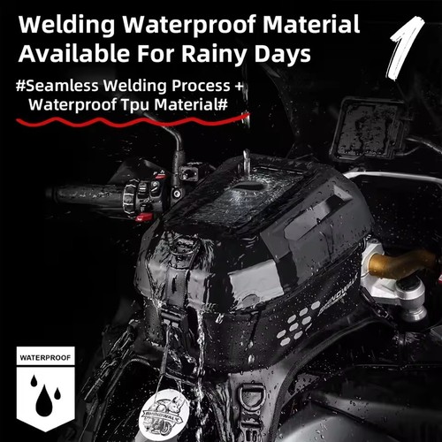 Tactical Motorcycle Gas Tank Bag 5.6L Hard Waterproof Phone Window Touring Bike - Picture 8 of 13