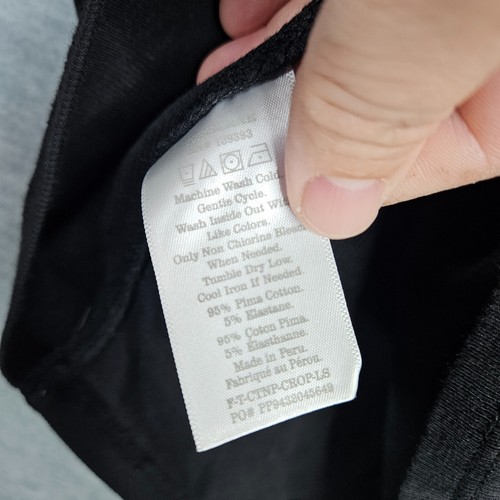 Everlane Women's Black Ribbed Long Sleeve Cropped Top Size S - Picture 5 of 6
