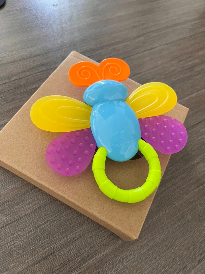 Baby Teether Toy Sensory Silicone Teething Rings Nibbles Textured Easy Handles - Image 2 of 2