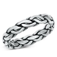 Braided Chain Link Cute Ring New .925 Sterling Silver Wedding Band Sizes 7-12