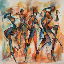 Abstrakt Modern Tanzende Figuren Stil Bemalt Leinwand Wandbild Bild Druck
