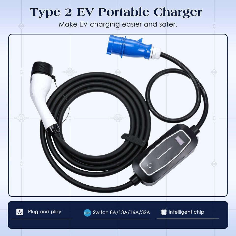 5m EV Charger Type 2 7KW 32A Portable Electric Car Charger EV Charging