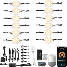 LED Puck Lights,Dimmable LED Cabinet Lights with Alexa Remote APP Control