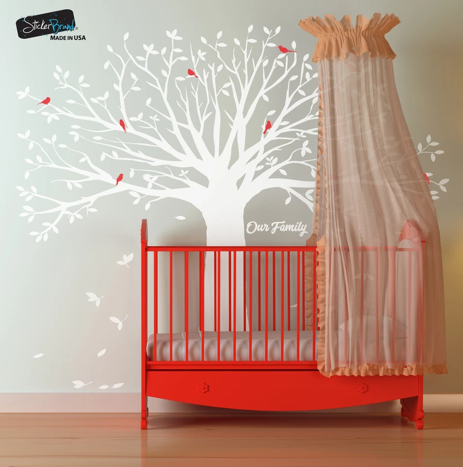 Adesivo de parede grande árvore genealógica com pássaros por Stickerbrand. Sala de estar #6087 - Imagem 4 de 4