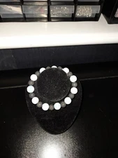 1ps Handmade Crystal Bead Bracelet With Lava And Oparlite Beads About 8inch