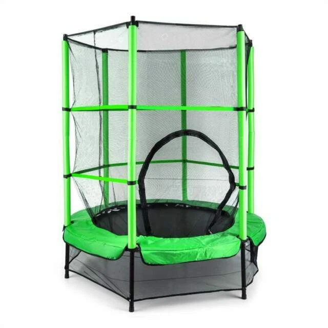 Trampolini e accessori verde con rete di protezione per palestra e fitness